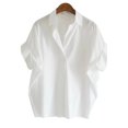 thumbnail image 3 of XISAOK Bat Sleeve Collar Shirt Woman Daily Pullover V-Neck Blouses Top for Office, 3 of 9