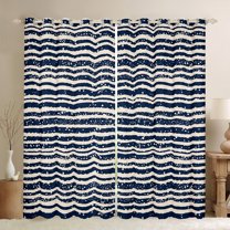 jejeloiu Vintage Stripes Pattern Black Out Curtains,Abstract Geometric Curtains Pack of 2 (42x63 Each),Blue White Bedroom Curtains For Kids,Breathable Home Decor