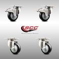 thumbnail image 2 of 3.5 Inch 316SS Black Polyurethane Wheel Swivel Top Plate Caster Set 2 Lock Brake, 2 of 2
