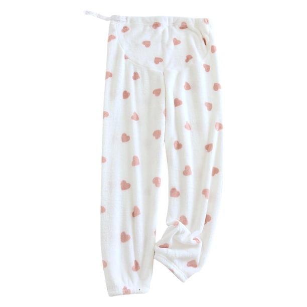 ShomPort Maternity Fuzzy Pajama Pants Cute Soft Lounge Pant Winter Warm Fleece Long Pants Thick Sleepwear Pant