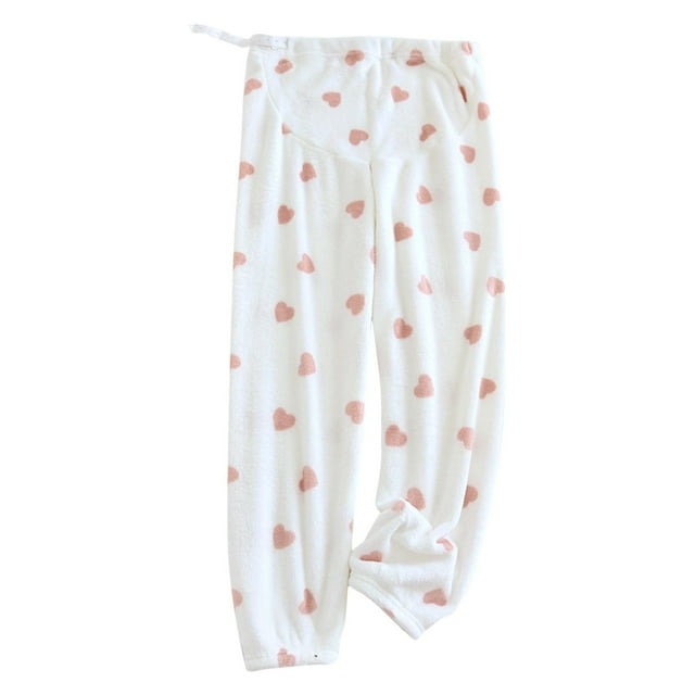ShomPort Maternity Fuzzy Pajama Pants Cute Soft Lounge Pant Winter Warm Fleece Long Pants Thick Sleepwear Pant
