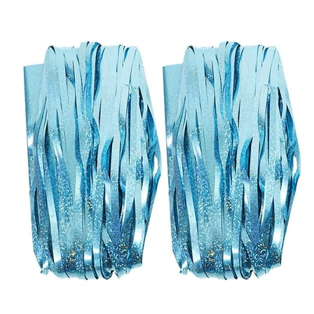 FUEENIRVA Party Curtain Backdrop Foil Fringe Curtains Sky-Blue 2Pcs 79x39in