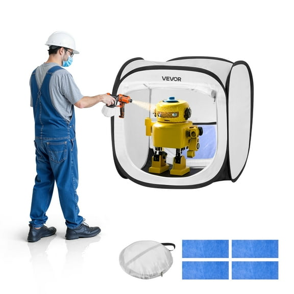 VEVOR Portable Paint Booth Tent, 15.94 x 15.94 x 16.9 inch Pop-Up Portable Spray Paint Tent with Mesh Door, Spray Painting Tents for Small Models, Sculptures, Vases, Photo Frames, Pop-Up Design