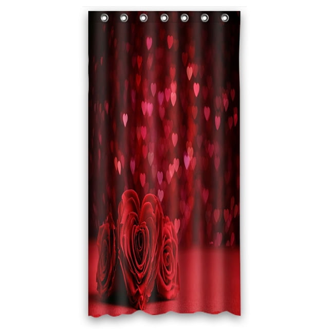 ABPHQTO Ramo de rosas Corazones San Valentín Cortina de ducha de poliéster impermeable y ganchos 90x180 cm