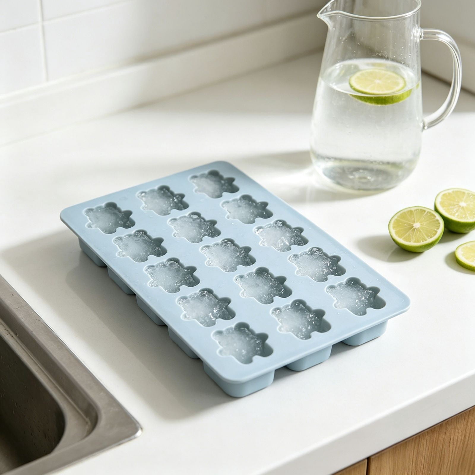 UJMNHYGT Ice Cube Trays Easy Release, Flexible Silicone Ice Cube Molds with Removable Lid, Reusable Freezer Ice Trays Stackable for BPA Free