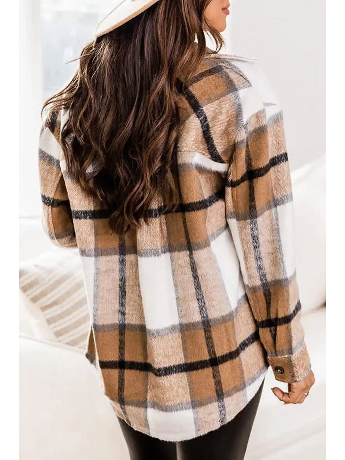 Rosvigor Women's Plaid Flannel Shackets, Long Sleeve Button