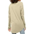 thumbnail image 7 of Abomasnow Women's Casual Long Sleeve Tunic Tops Fall Lightweight Solid Pullover Tops Loose Fit Crew Neck Round Hem T-Shirts with Thumb Holes, 7 of 7