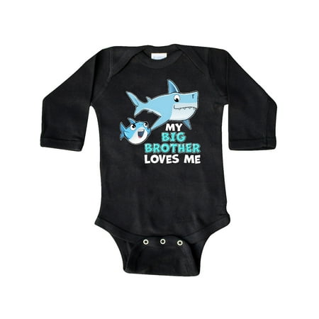 

Inktastic My Big Brother Loves Me with Cute Sharks Gift Baby Boy or Baby Girl Long Sleeve Bodysuit