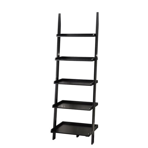 Pemberly Row Ladder Bookshelf in Black Wood Finish