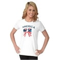 thumbnail image 5 of Cute Patriotic America Ribbon Bow Womens Slim Fit Graphic Tee Brisco Brands L, 5 of 6