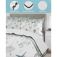 thumbnail image 4 of Quilts Twin-XL Size Bedding Set, Green Coastal Lightweight Quilted Comforter, Summer Eucalyptus Leaves Beach Ocean Starfish Conch Soft Bedspread Coverlet with Pillow Covers for All Season, 68" x 98", 4 of 7