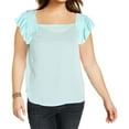 thumbnail image 2 of maison Jules Womens Smocked Flutter-Sleeve Pullover Blouse, Blue, X-Large, 2 of 2