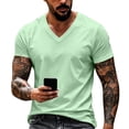 thumbnail image 3 of LWavelet V Neck Mens T-Shirts Short Sleeve Summer Comfort Shirts for Men Classic Casual Summer Basic Tee Shirt, 3 of 7