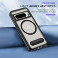 thumbnail image 6 of for Google Pixel 8 Pro Case,[Built-in Invisible Kickstand],Compatible with MagSafe,Military-Grade Drop Protection Double Layer Shockproof Slim Translucent Matte Phone Case,Black+Clear, 6 of 7