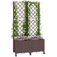 thumbnail image 2 of Outsunny Planter Box with Trellis, Self Watering Raised Garden Bed with Lockable Wheels and Drainage Holes, Brown, 2 of 9