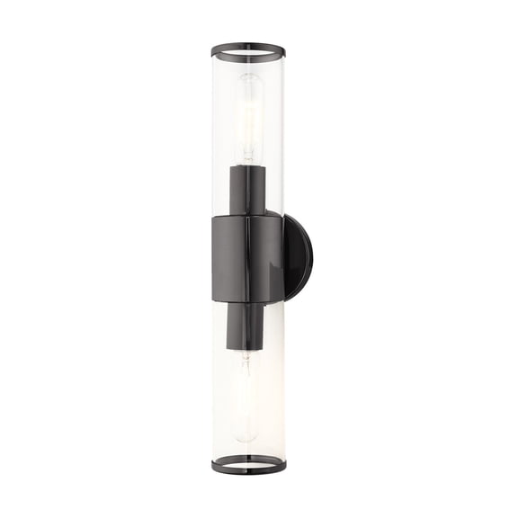 Livex Lighting Banca 2-Light Metal & Glass ADA Vanity Sconce in Black Chrome