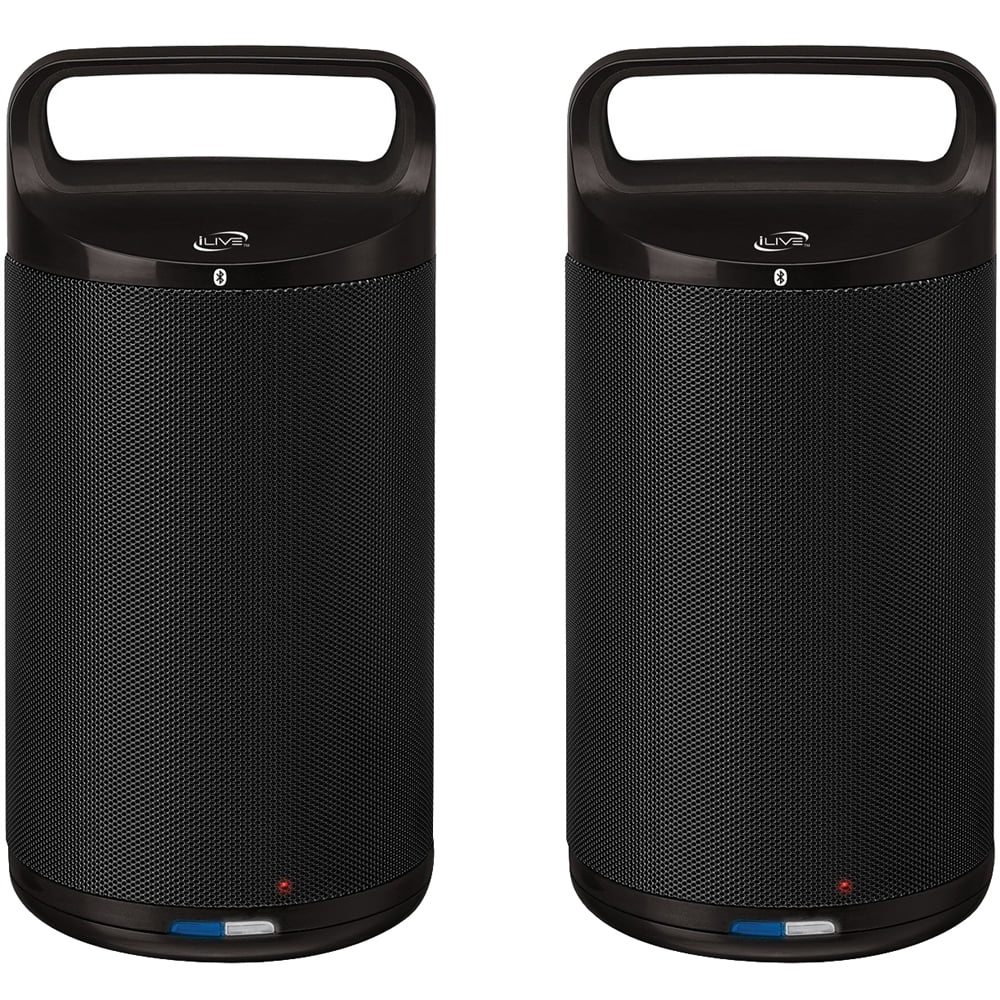 iLive Indoor/Outdoor Dual Bluetooth Speakers, Black