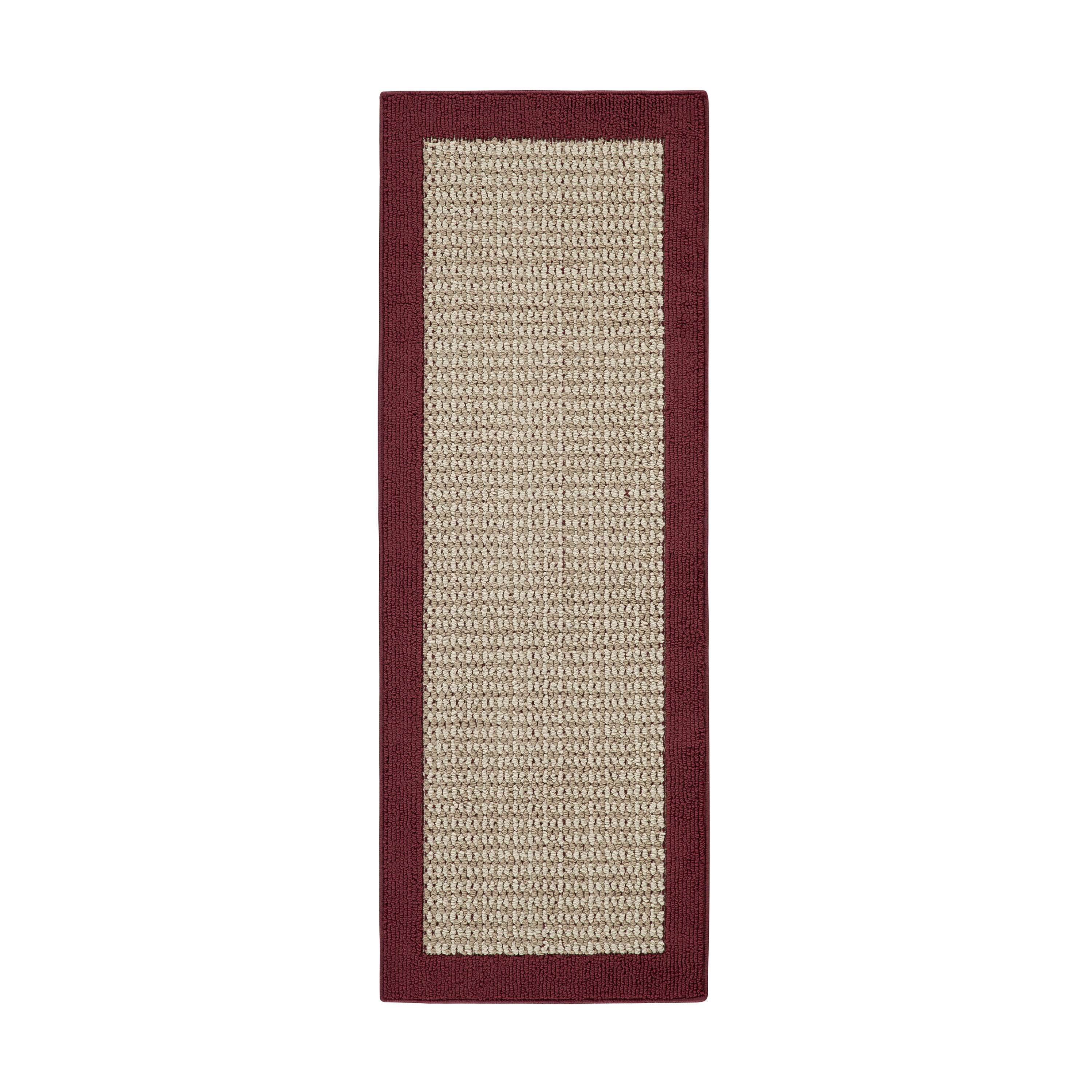 (2 pack) Mainstays Faux Sisal Border Olefin Red Indoor Runner Rug, 1 ft 9 in x 5 ft