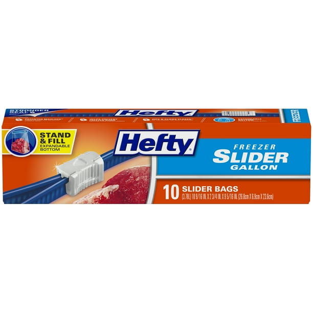 Hefty Slider Gallon Freezer Bags, Gallon Size, 10 Count
