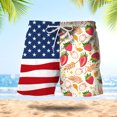 thumbnail image 2 of Aayomet Shorts de Plage pour Hommes Imprimé Drapeau Patchwork Sports Pantalons de Plage avec Poches (Rouge, S), 2 of 5