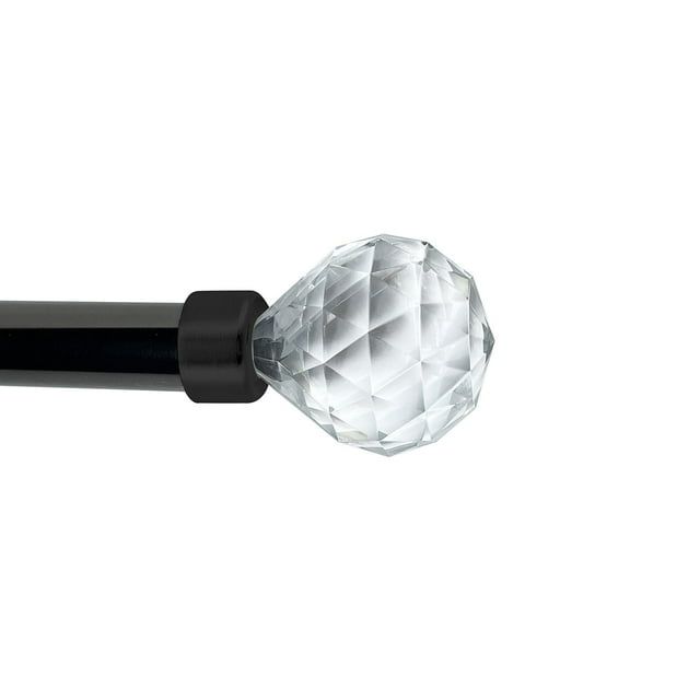 Versailles - Imperial Dew Drop Curtain Rod Set, Adjustable Length, From 72" to 144", Black