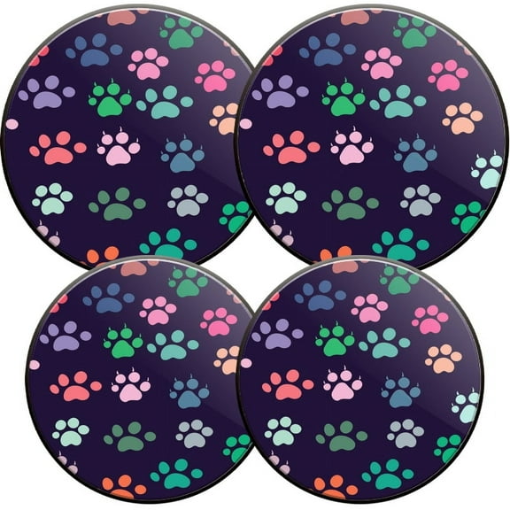 Electric Stove Burner Covers, Set of 4, Round Burner Cover,8 and 10 Inch,Colorful_Pattern_Of_Paw_Prints