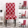 thumbnail image 4 of Dining Chair Covers, Geometric Print Dining Chair Slipcovers, Removable Washable Stretch Furniture Protector for Kitchen Room Hotel Table Banquet (4 Per Set, Wine Red), 4 of 8