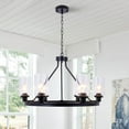 thumbnail image 2 of AFANQI AFANQI Black Clear Glass Shade Chandelier, 6 Lights Industrial Style Living Room Chandelier, 2 of 9
