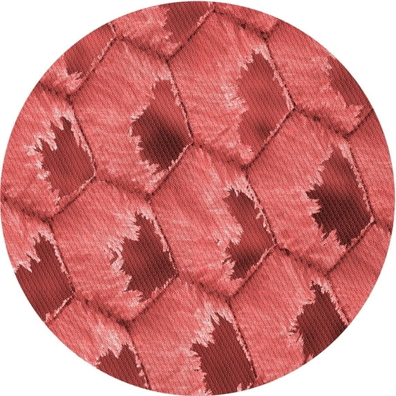 Ahgly Company Machine Washable Indoor Round Transitional Red Area Rugs, 6' Round