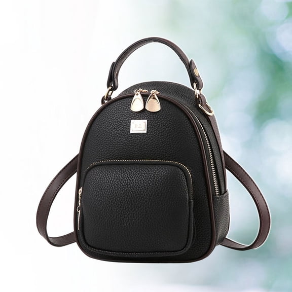 Worgeous 1PC Stylish Mini Small PU Leather Backpack Casual Shopping Daypack School Shoulder Bag Handbag (Black)