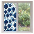 thumbnail image 2 of Navy Blue Geometric Moroccan Window Privacy Film, Abstract Art Blue Ombre Modern Static Cling UV Sun Blocking Tint Film Heat Control Windows Films for Bedroom Bathroom, Window Stickers 35.4"x78.7", 2 of 8