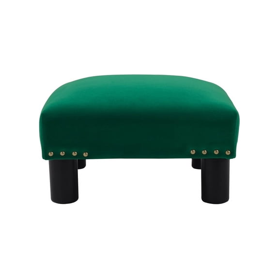 Jules Square Accent Footstool Ottoman, Ultramarine Green
