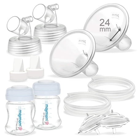 Maymom 24mm Flange (Separable Shield and Connector) Bottle Duckbill Valve Backflow Protector Tubing Compatible with Spectra S1 S2 9 Plus Breastpump Replacement Pump Parts for Spectra