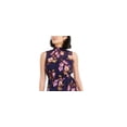 thumbnail image 2 of Bar III Women's Floral Printed Mock Neck Mini Dress Blue Size XS, 2 of 3