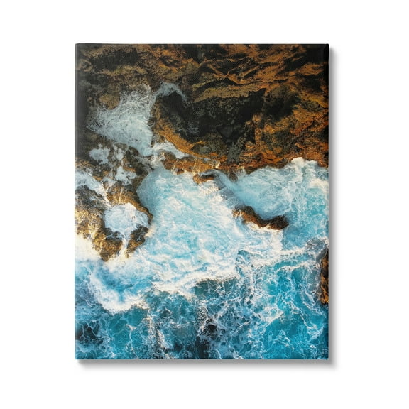 Stupell Industries Rocky Ocean Waves View Nature Photography Gallery Wrapped Canvas Print Wall Art, 16 x 20