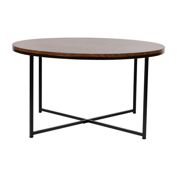 Flash Furniture Hampstead Collection Contemporary Coffee Table, Walnut/Matte Black