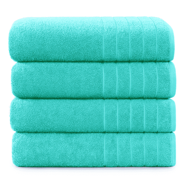 Casa Platino Paquete de 4 Toallas de Baño de Algodón Suave - Toallas de Secado Rápido, Ligeras y Absorbentes para Spa y Viajes - Cielo Aguamarina