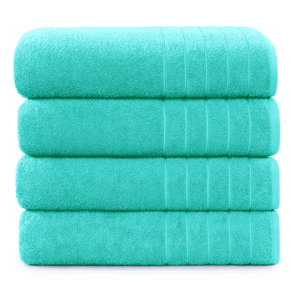 Casa Platino Paquete de 4 Toallas de Baño de Algodón Suave - Toallas de Secado Rápido, Ligeras y Absorbentes para Spa y Viajes - Cielo Aguamarina