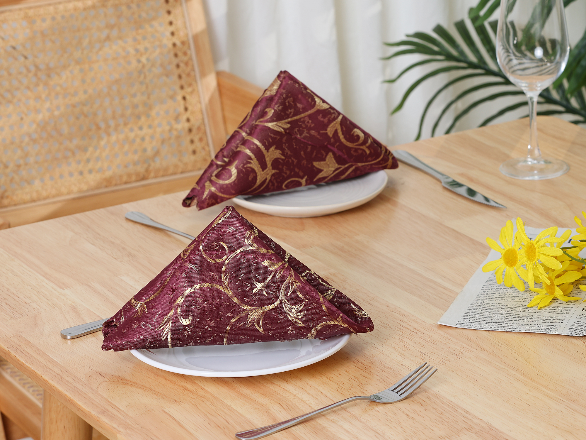 Unique Bargains 6 Pack Cocktail Napkins Great Napkins for Dinner Wedding Restaurant Party Wine Red