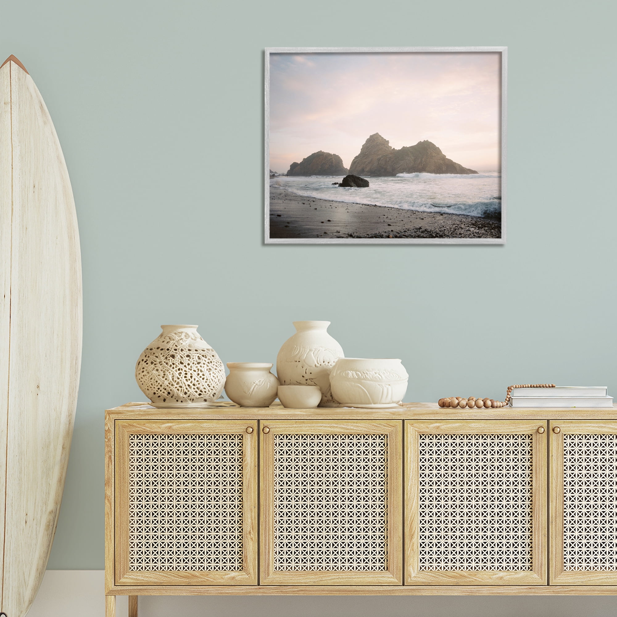 Stupell Industries Seaside Cliffs Landscape Landscape Photography Gray Framed Art Print Wall Art, 30 x 24