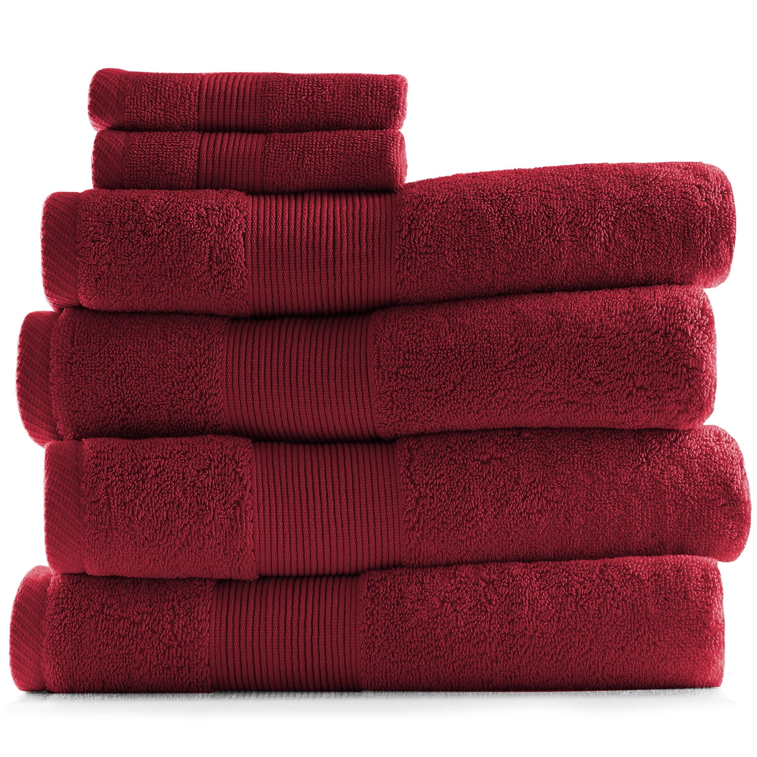 Clara Clark Bath Towels Set, 100% Cotton Luxury Softness 6 Pc Set, Red