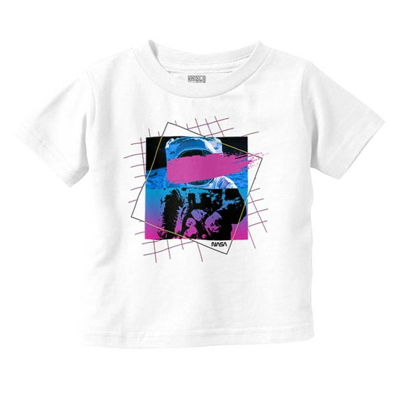 Vaporwave Aesthetic NASA Astronaut Toddler Boy Girl T Shirt Infant Toddler Brisco Brands 18M