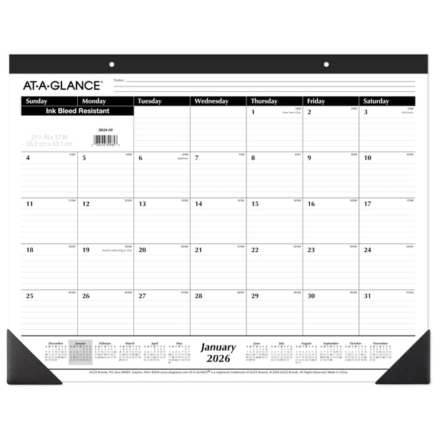 Calendario de escritorio AT-A-GLANCE 2026 mensual 55 x 43 cm grande