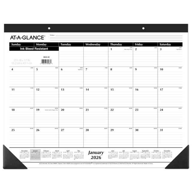 Calendario de escritorio AT-A-GLANCE 2026 mensual 55 x 43 cm grande