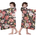 thumbnail image 4 of Pioneer Flower Floral Print Pattern Hooded Bath Towel，60"x35" for Ages 3 To 12 Kids, Quick Dry Lightweight Soft Microfiber Hood Beach Towel Cover Up for Kids, 4 of 7