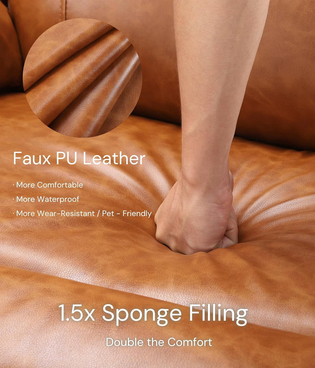 Oversized Recliner Chair - Faux PU Leather Large Manual Recliner for Adults, Exceptional Comfort Lazy Chair with 1.5X Sponge Filling and Easy Recline Mechanism for Relaxation