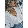 thumbnail image 2 of Faithtur Women Mesh Sheer Dot Blouse Long Sleeve Button Down Shirt Tops, 2 of 7