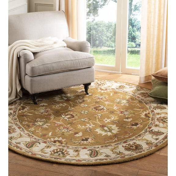 Safavieh Heritage Major Oriental Wool Area Rug, Mocha/Ivory, 6' x 6' Round