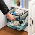 thumbnail image 5 of Swan Foldable Cube Organizer Storage Basket with Handle, 10.8"x10.5"x10.6", Large Capacity Clothes Storage, 5 of 6