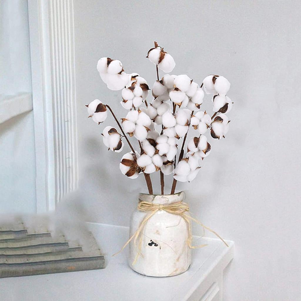 Axioma tishita 40cm Natural Dried Cotton Artificial Flower Floral Arrangement Fillers 7 Bolls 6pcs